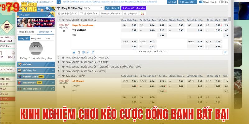 Kinh nghiệm chơi kèo cược đồng banh bất bại 