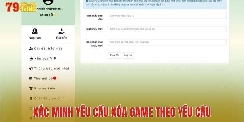 Xác minh yêu cầu xóa game theo yêu cầu